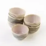 Set 6 mezcaleros en cerámica de color gris rosado marmoleado