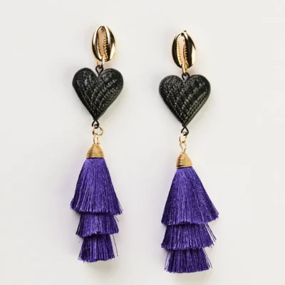 Black Mmud heart earrings, different designs