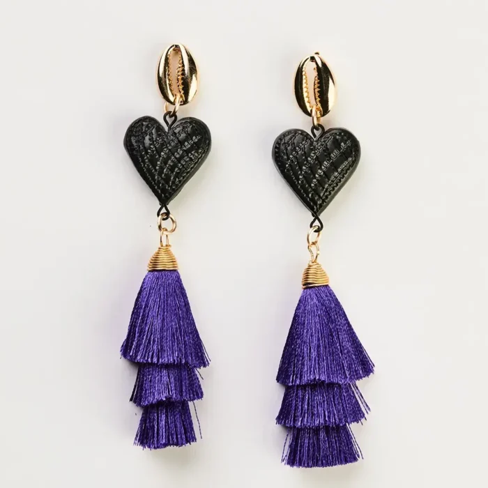 Aretes corazón de barro negro, diferentes diseños