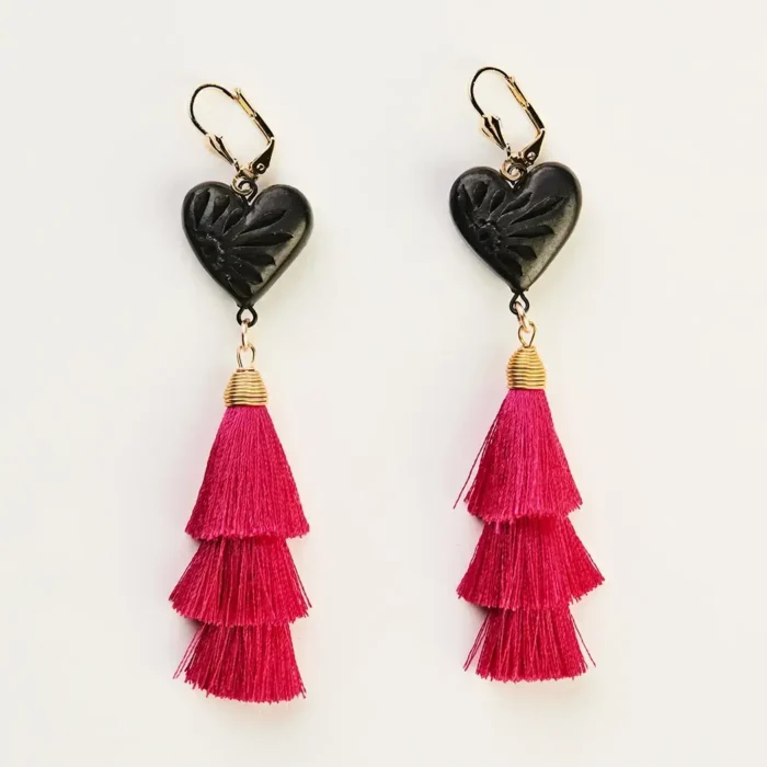 Aretes corazón de barro negro, diferentes diseños