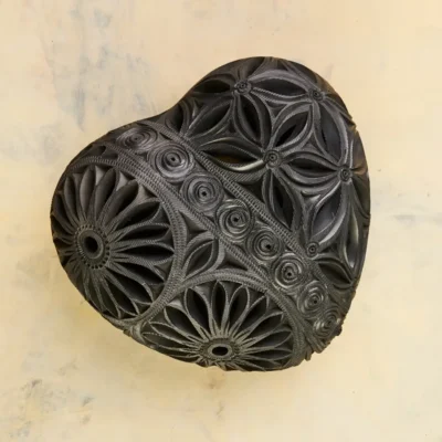 Medium Black Earthenware Openwork Heart