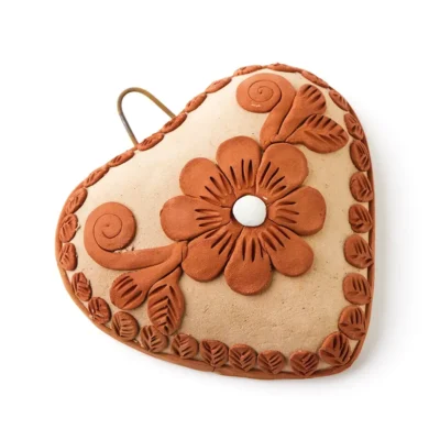 Medium Heart Embroidered with Flowers