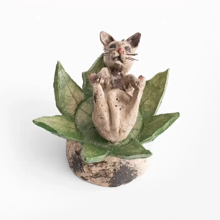 Lunar Cat in glazed ceramic