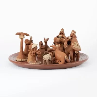 Red Clay Nativity with Pastillage, 12 Pieces