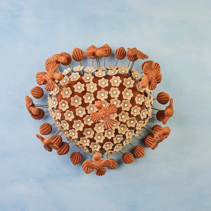 Large heart in natural clay