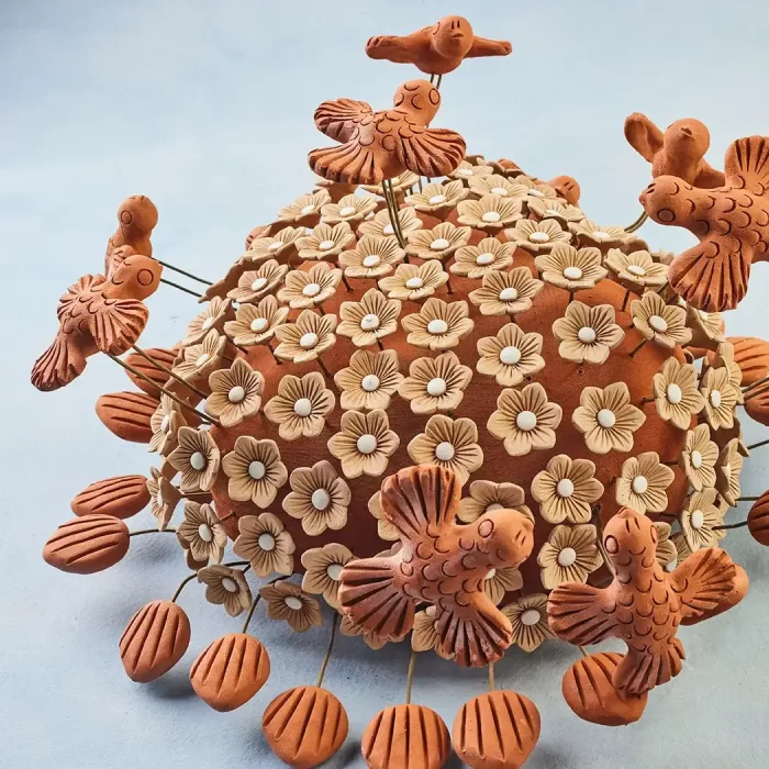 Large heart in natural clay