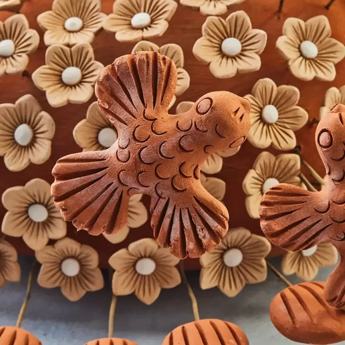 Large heart in natural clay