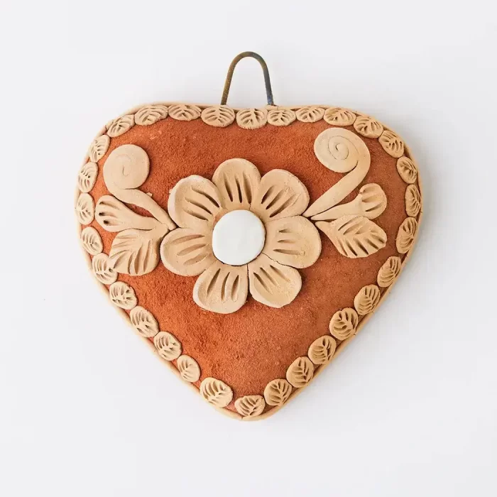 Medium Heart Embroidered with Flowers