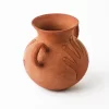 Pot with handle and hand in red clay