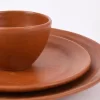 Red earthenware tableware for 4 people