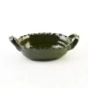 Oval green clay saucepan