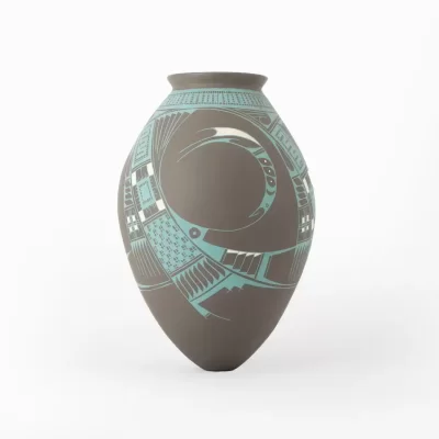 Matte Centerpiece, Black with Blue