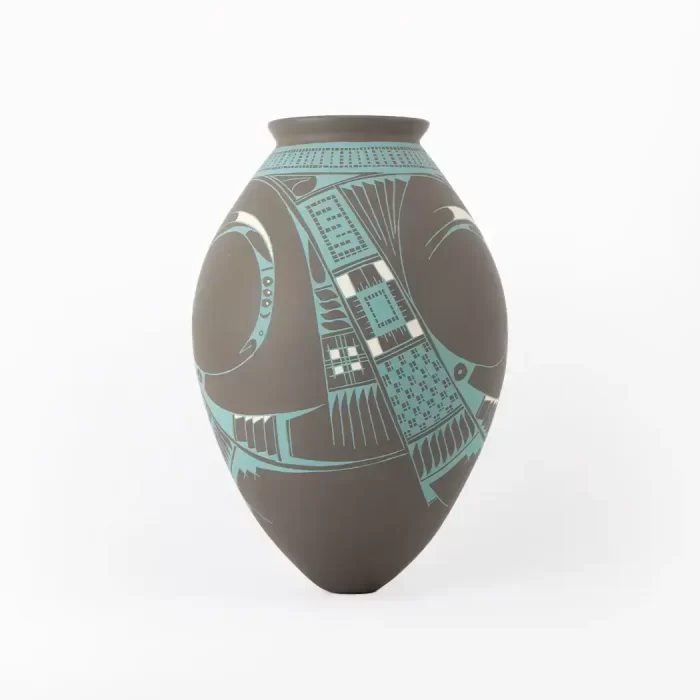 Centro de Mesa Mate, Negro con Azul