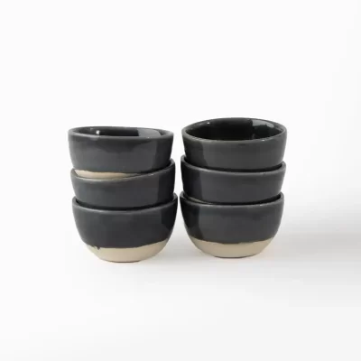 Set de 6 mezcaleros cuenco, marmoleado humo