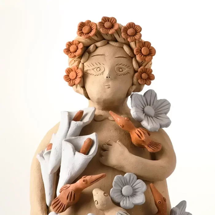 Doll with Alcatraces and White Pastillage Flowers - Handcrafted Art of Floral Elegance