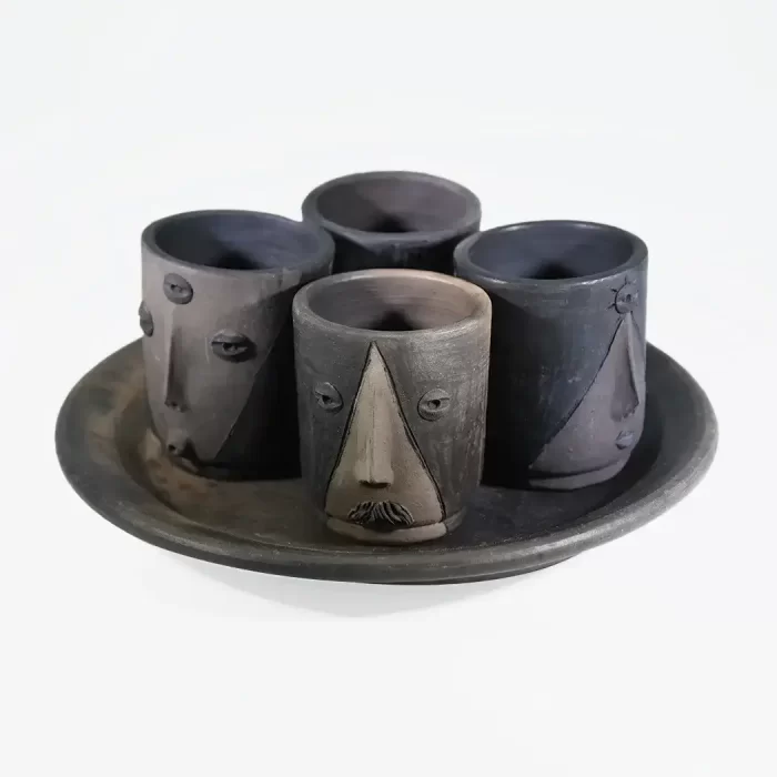 Juego de 4 Mezcaleros con Plato y Caja