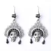 Filigree earrings with skull and onyx stone