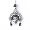 Filigree earrings with skull and onyx stone