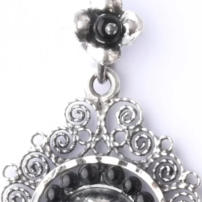 Filigree earrings with skull and onyx stone