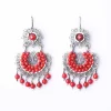 Small filigree earrings, with front hoops with red band