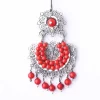 Small filigree earrings, with front hoops with red band