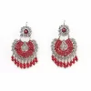 Filigree earrings with hoops and coral stone