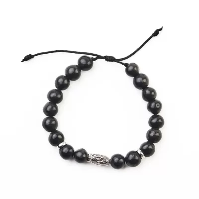 Black clay bead bracelet, silver pendant. Diferent models Different models.