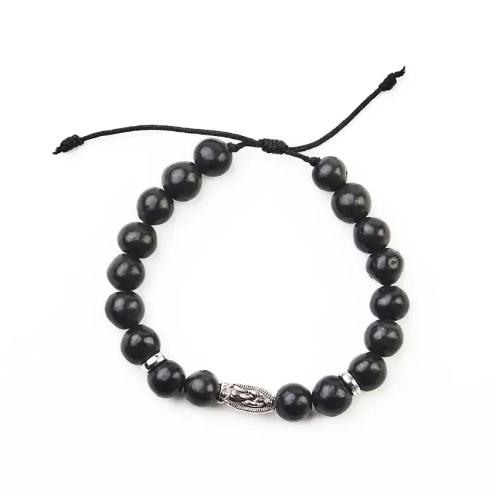 Black clay bead bracelet, silver pendant. Diferent models Different models.