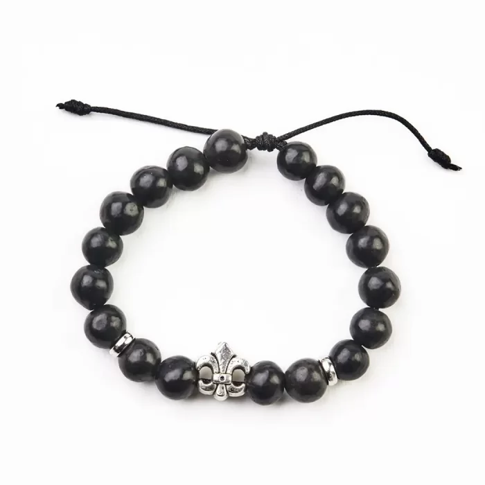 Black clay bead bracelet, silver pendant. Diferent models Different models.