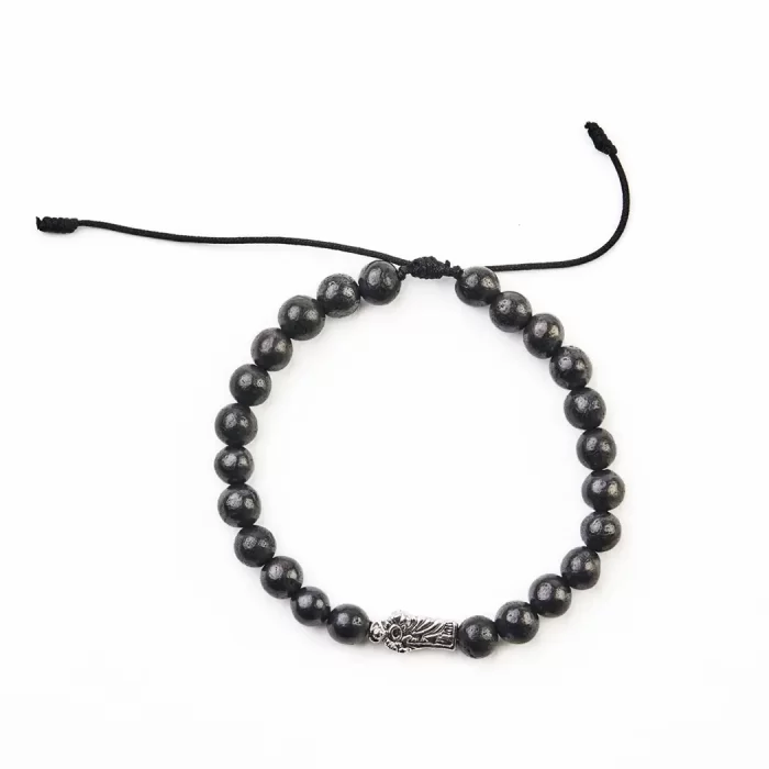 Black clay bead bracelet, silver pendant. Diferent models Different models.