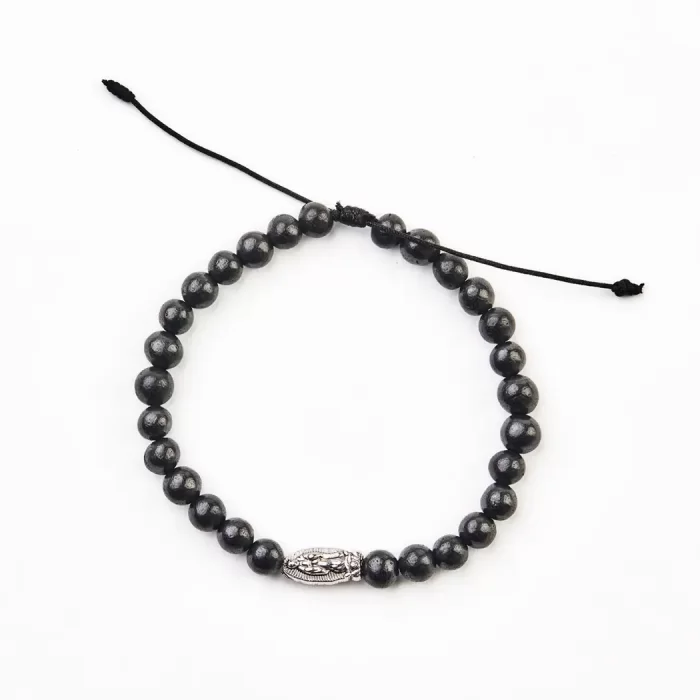 Black clay bead bracelet, silver pendant. Diferent models Different models.