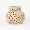 Medium white clay pot with openwork