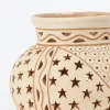 Medium white clay pot with openwork
