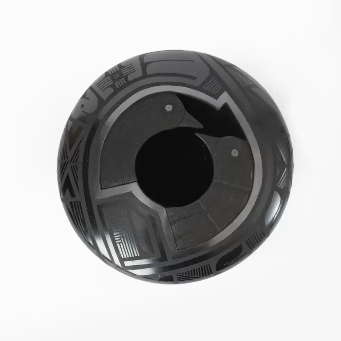 Portavela negro Mata Ortiz con diseño