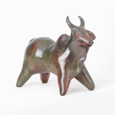 Torito Verde y Café, Barro Bruñido
