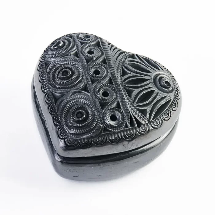 Heart #4: Handmade Black Mud Jewelry Box - Unique Designs