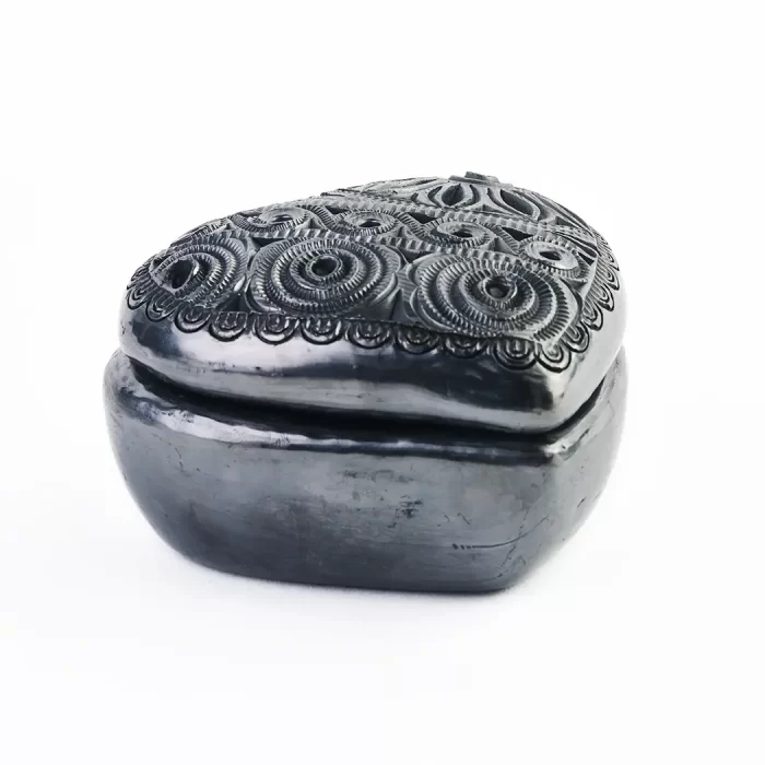 Heart #4: Handmade Black Mud Jewelry Box - Unique Designs