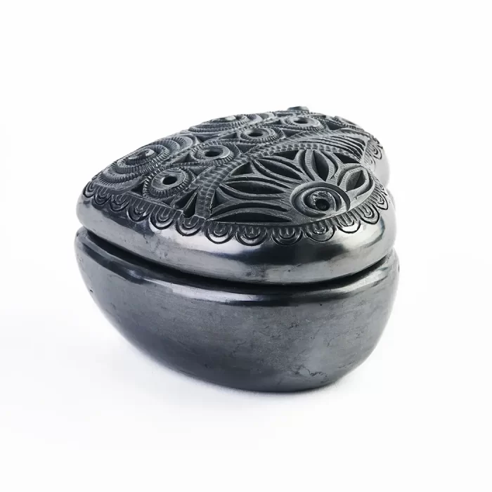Heart #4: Handmade Black Mud Jewelry Box - Unique Designs