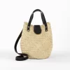 Bolsa ovalada mediana de palma con doble asa