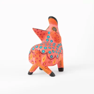 Alebrije Puerquito mediano color rosa - naranja