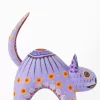 Alebrije de Gato arqueado, chico, color lila