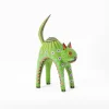 Small arched Cat Alebrije, color green