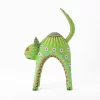 Small arched Cat Alebrije, color green