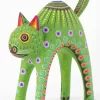 Small arched Cat Alebrije, color green