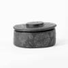 Round black clay jewelry box
