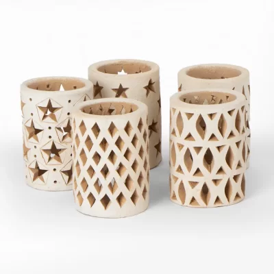 Openwork clay candle holder