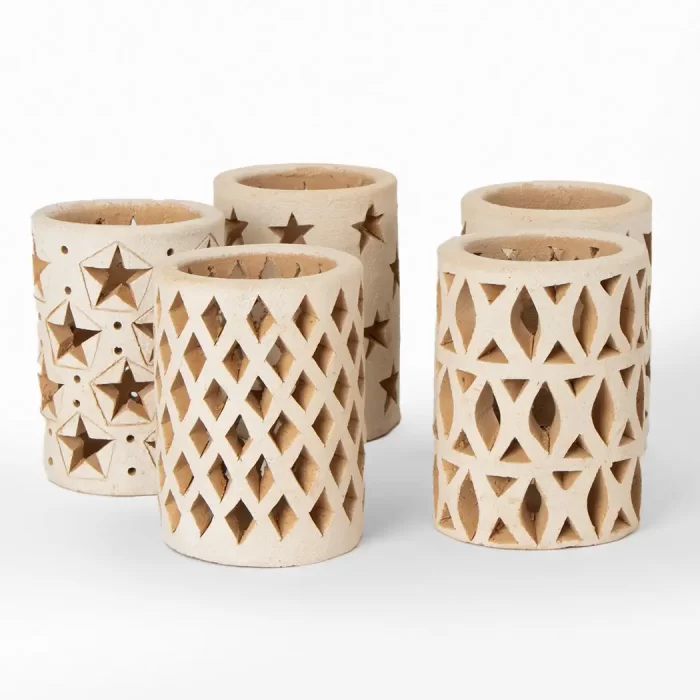 Openwork clay candle holder