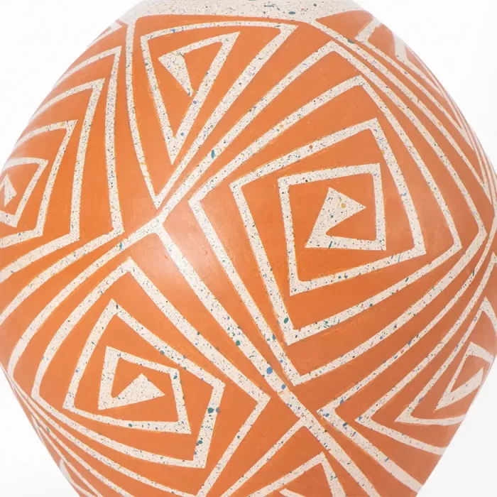 Mata Ortíz tall orange ceramic pot