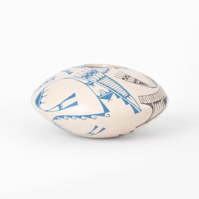 Mata Ortiz ceramic round pot "Blue-Black".