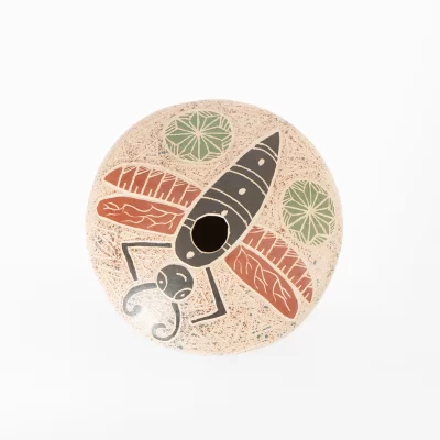 Mata Ortiz ceramic round pot "Dragonfly".